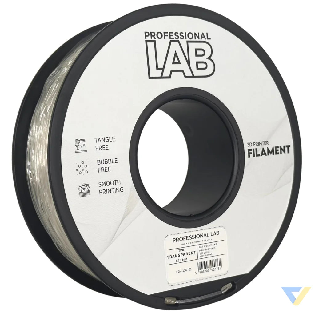 TPU is a flexible and wear-resistant filament, suitable for printing rubber-like parts such as seals, gaskets, cases, or flexible mounts. Requires low print speed and proper filament guidance.
