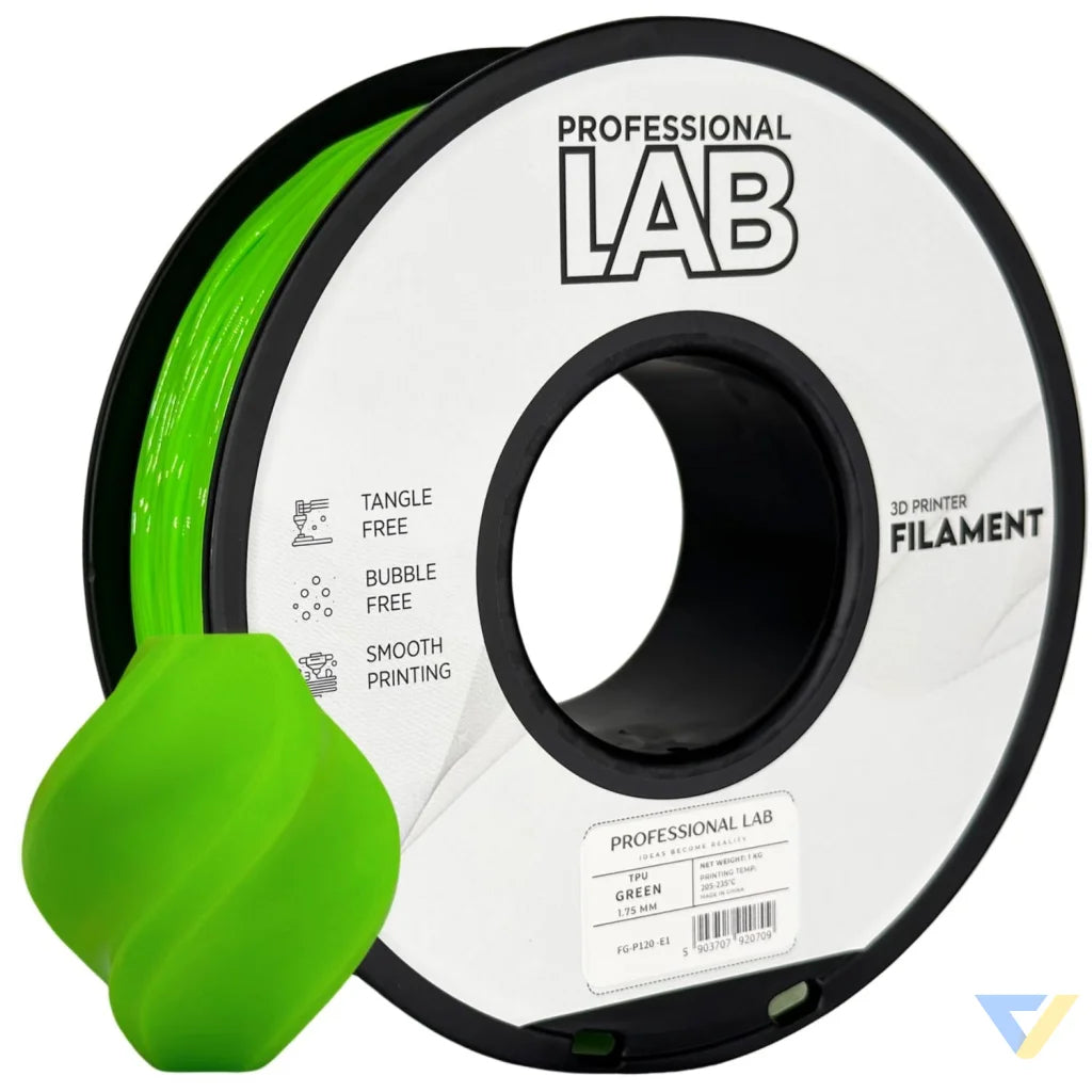 TPU is a flexible and wear-resistant filament, suitable for printing rubber-like parts such as seals, gaskets, cases, or flexible mounts. Requires low print speed and proper filament guidance.