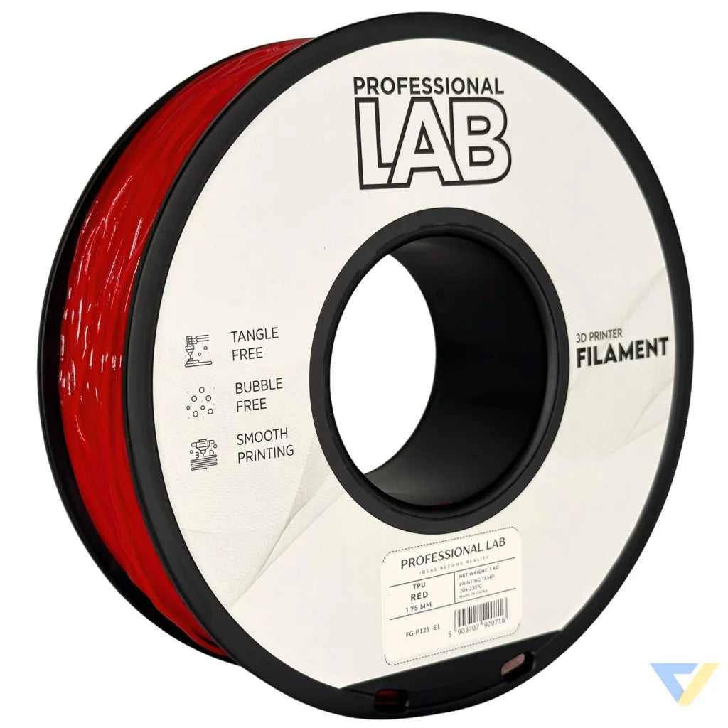 TPU is a flexible and wear-resistant filament, suitable for printing rubber-like parts such as seals, gaskets, cases, or flexible mounts. Requires low print speed and proper filament guidance.