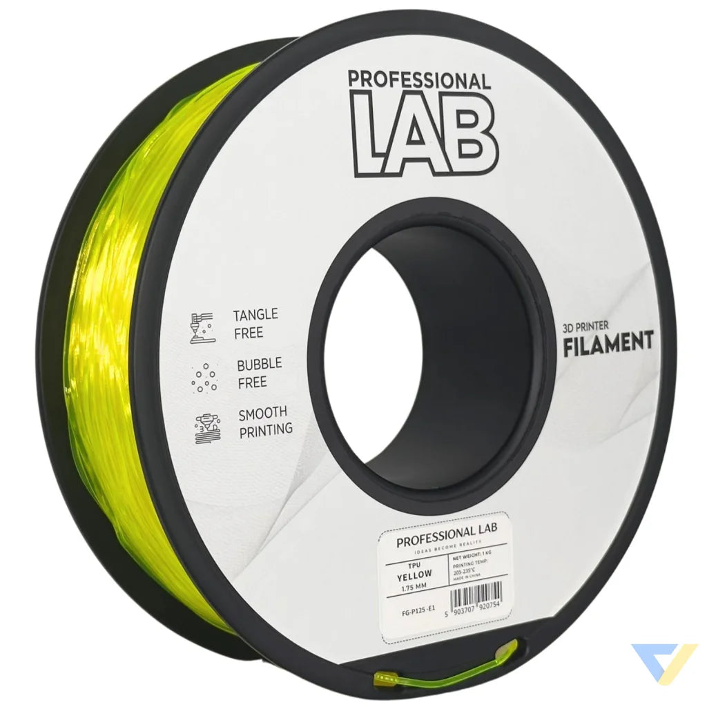 TPU is a flexible and wear-resistant filament, suitable for printing rubber-like parts such as seals, gaskets, cases, or flexible mounts. Requires low print speed and proper filament guidance.