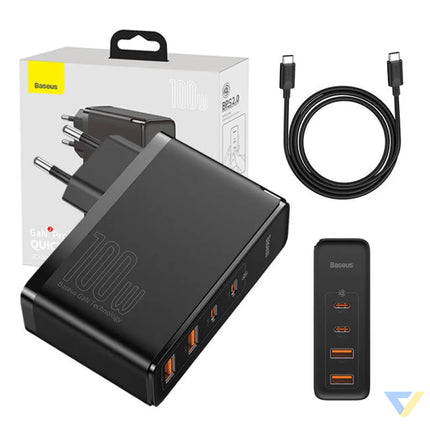 Travel Charger Baseus GaN2 Pro Quick 2x USB + 2x USB C 100W EU (Black) mains chargers