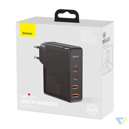 Travel Charger Baseus GaN2 Pro Quick 2x USB + 2x USB C 100W EU (Black) mains chargers