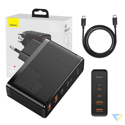 Travel Charger Baseus GaN2 Pro Quick 2x USB + 2x USB C 100W EU (Black) mains chargers