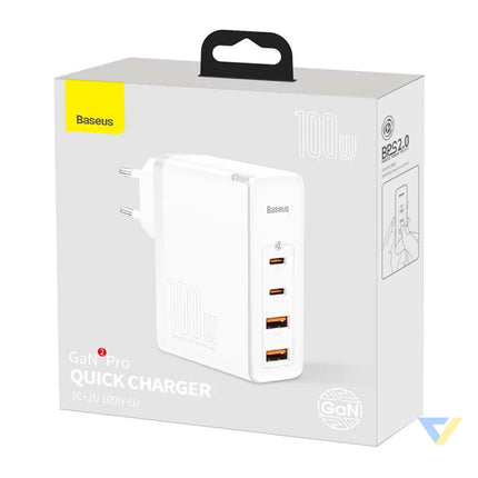 Travel Charger Baseus GaN2 Pro Quick 2x USB + 2x USB C 100W EU (white) mains chargers
