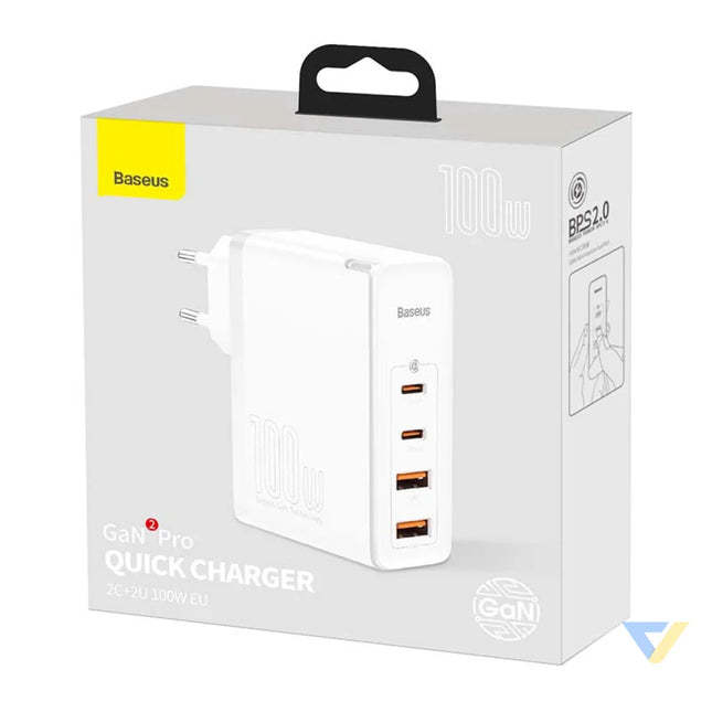 Travel Charger Baseus GaN2 Pro Quick 2x USB + 2x USB C 100W EU (white) mains chargers