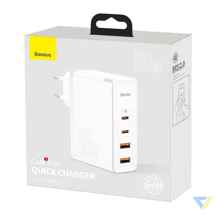 Travel Charger Baseus GaN2 Pro Quick 2x USB + 2x USB C 100W EU (white) mains chargers