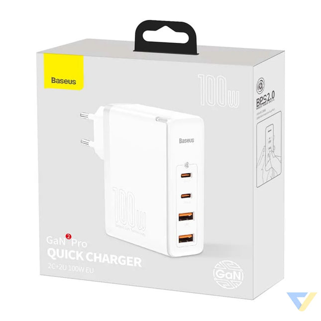 Travel Charger Baseus GaN2 Pro Quick 2x USB + 2x USB C 100W EU (white) mains chargers