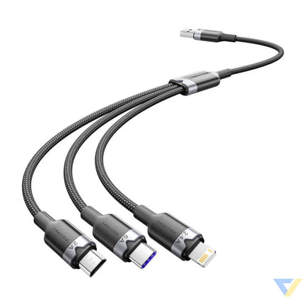 USB 2.0 A to 3 in 1 6A cable Vention CTRBG 1.5M (black) USB cables