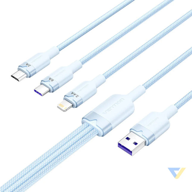 USB 2.0 A to 3 in 1 6A cable Vention CTRLG 1.5M (blue) USB cables