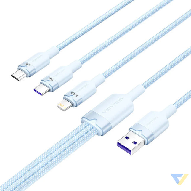 USB 2.0 A to 3 in 1 6A cable Vention CTRLG 1.5M (blue) USB cables