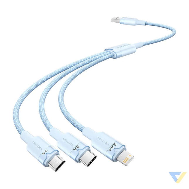 USB 2.0 A to 3in1 3A cable Vention CTPLG 1.5M (blue) USB cables
