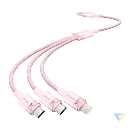 USB 2.0 A to 3in1 3A cable Vention CTPPG 1.5M (pink) USB cables