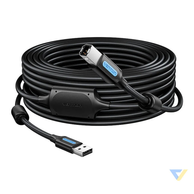 USB 2.0 A to USB B cable with ferrite core Vention COQBL 2A 10m Black PVC USB cables