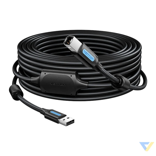 USB 2.0 A to USB B cable with ferrite core Vention COQBL 2A 10m Black PVC USB cables