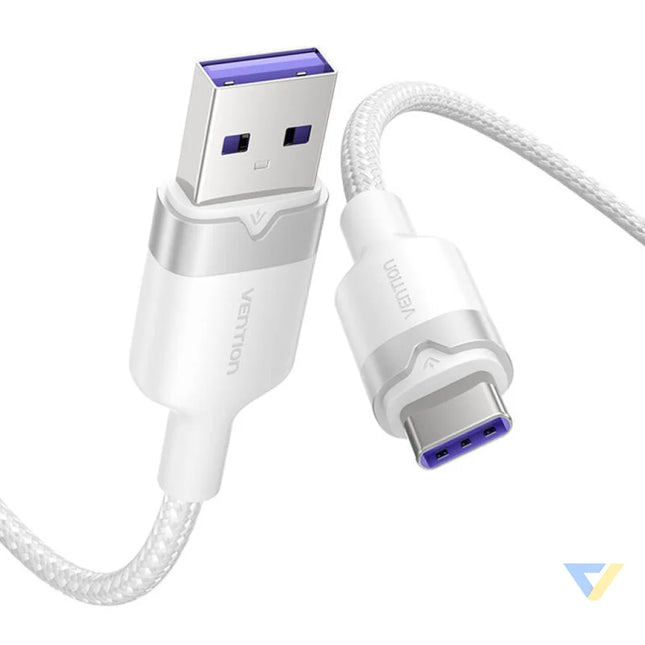 USB 2.0 A to USB C 6A Vention CTOWF 1M cable (white) USB cables