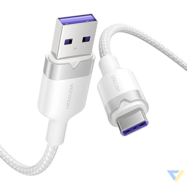 USB 2.0 A to USB C 6A Vention CTOWF 1M cable (white) USB cables