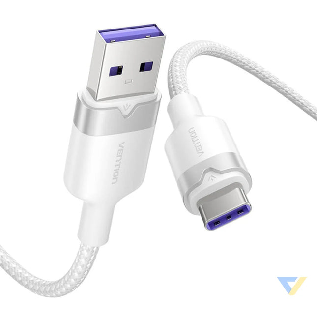 USB 2.0 A to USB C 6A Vention CTOWH 2M cable (white) USB cables