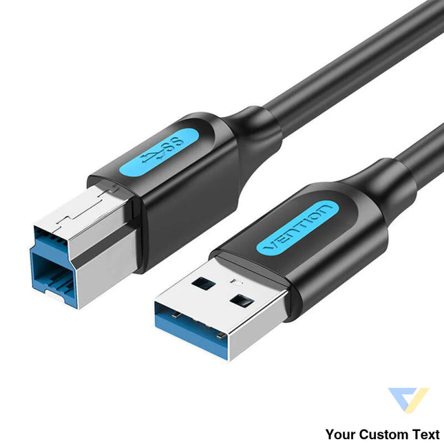 USB 3.0 A to B print cable Vention COOBI 2A 3m Black PVC USB cables