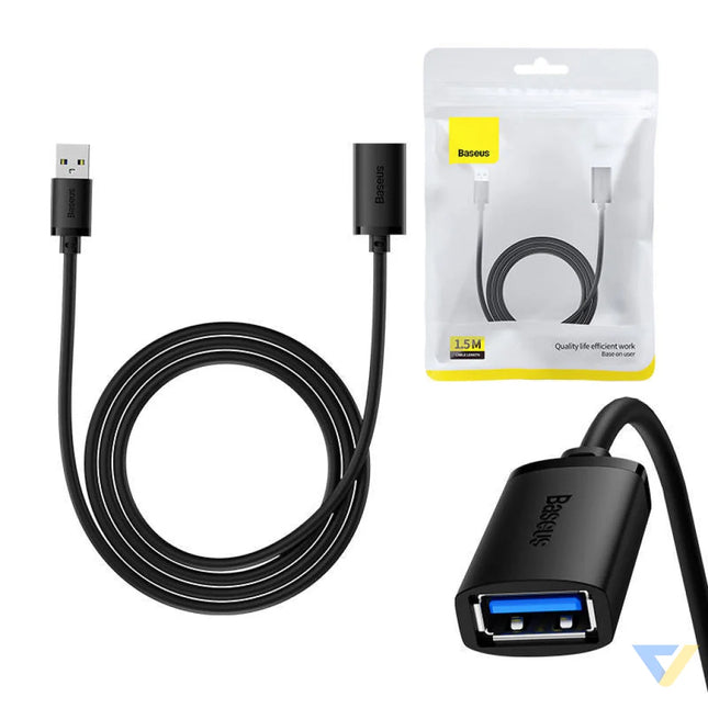 USB 3.0 Extension cable Baseus male to female AirJoy Series 1.5m (black) USB cables