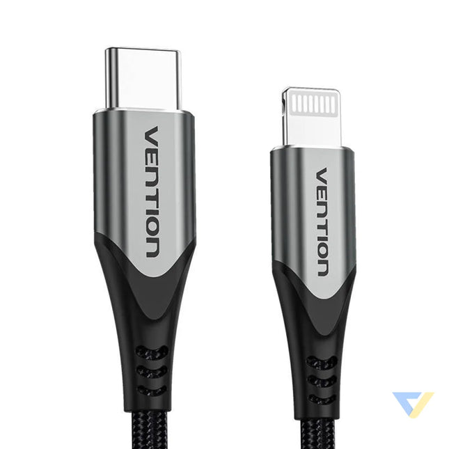 USB C 2.0 to Lightning Cable Vention TACHH 2m MFi Gray USB C to Lightning