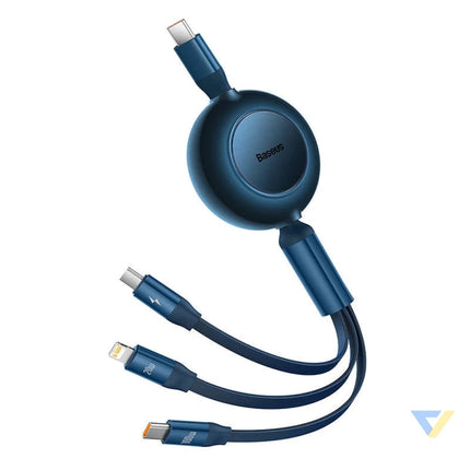 USB C 3 in 1 cable Baseus Bright Mirror 4 for micro USB / USB C / Lightning 100W / 3.5A 1.1m (Blue) Combo Cables