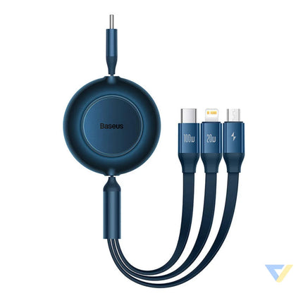 USB C 3 in 1 cable Baseus Bright Mirror 4 for micro USB / USB C / Lightning 100W / 3.5A 1.1m (Blue) Combo Cables