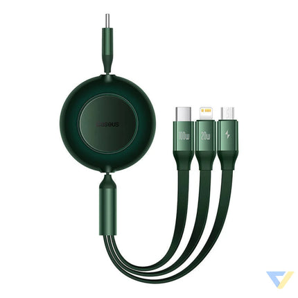 USB C 3 in 1 cable Baseus Bright Mirror 4 for micro USB / USB C / Lightning 100W / 3.5A 1.1m (Green) Combo Cables
