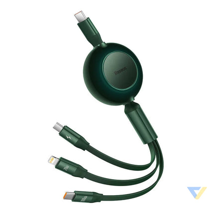 USB C 3 in 1 cable Baseus Bright Mirror 4 for micro USB / USB C / Lightning 100W / 3.5A 1.1m (Green) Combo Cables