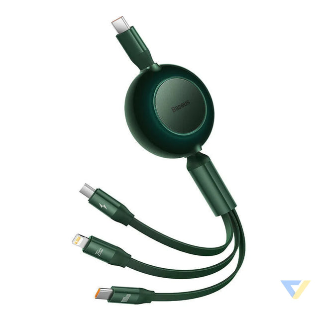 USB C 3 in 1 cable Baseus Bright Mirror 4 for micro USB / USB C / Lightning 100W / 3.5A 1.1m (Green) Combo Cables