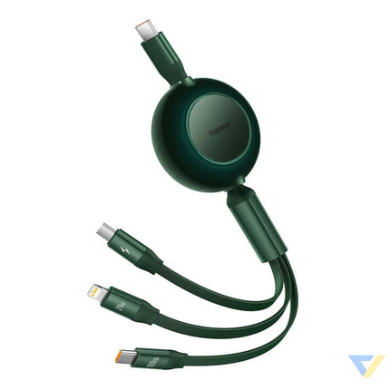 USB C 3 in 1 cable Baseus Bright Mirror 4 for micro USB / USB C / Lightning 100W / 3.5A 1.1m (Green) Combo Cables