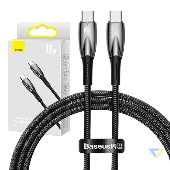 USB C cable for USB C Baseus Glimmer Series 100W 1m (Black) USB C to USB C
