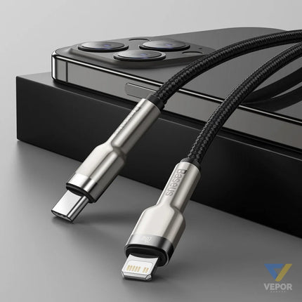 USB C cable for Lightning Baseus Cafule PD 20W 1m (black) USB C to Lightning