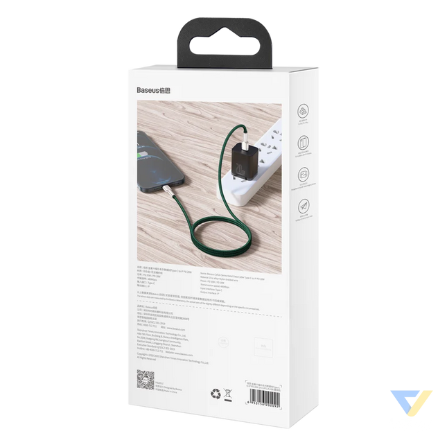 USB C cable for Lightning Baseus Cafule PD 20W 1m (green) USB C to Lightning