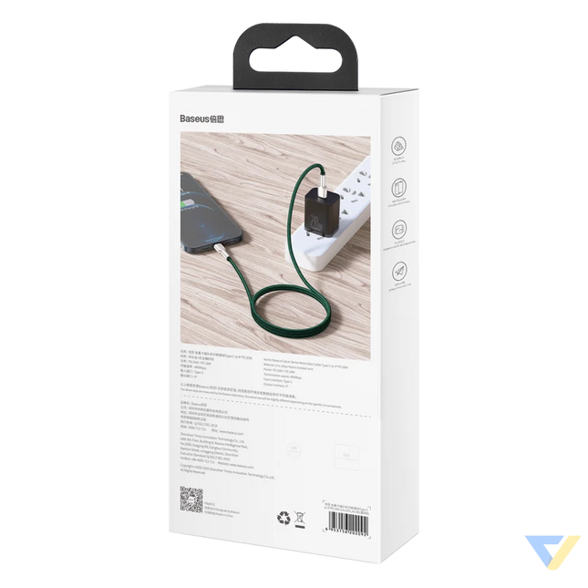 USB C cable for Lightning Baseus Cafule PD 20W 1m (green) USB C to Lightning