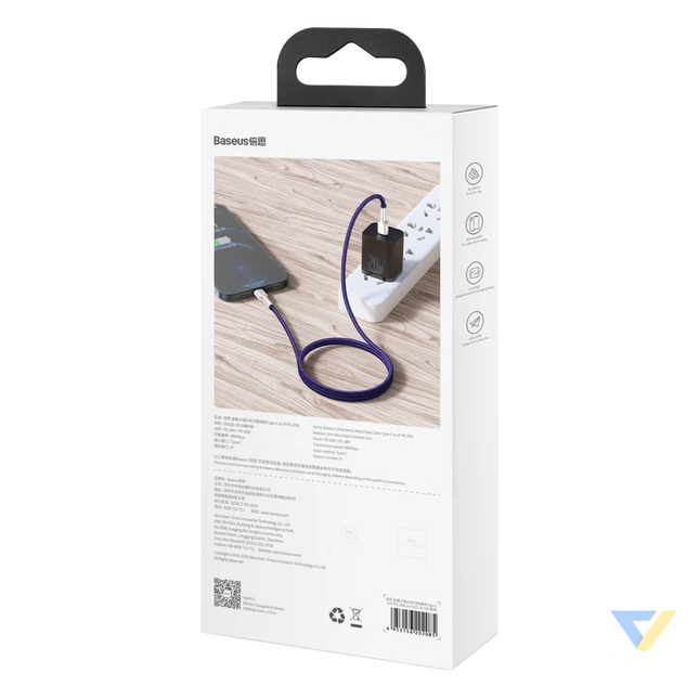 USB C cable for Lightning Baseus Cafule PD 20W 1m (purple) USB C to Lightning