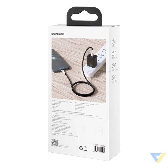USB C cable for Lightning Baseus Cafule PD 20W 2m (black) USB C to Lightning