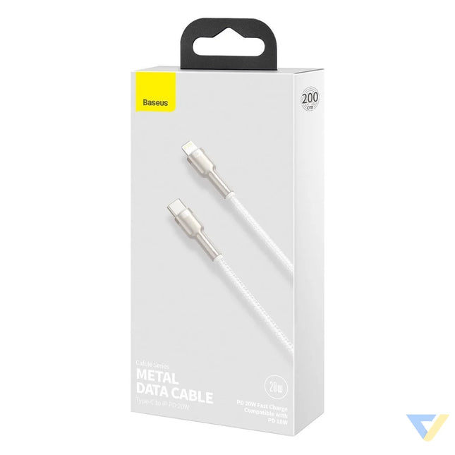 USB C cable for Lightning Baseus Cafule PD 20W 2m (white) USB C to Lightning