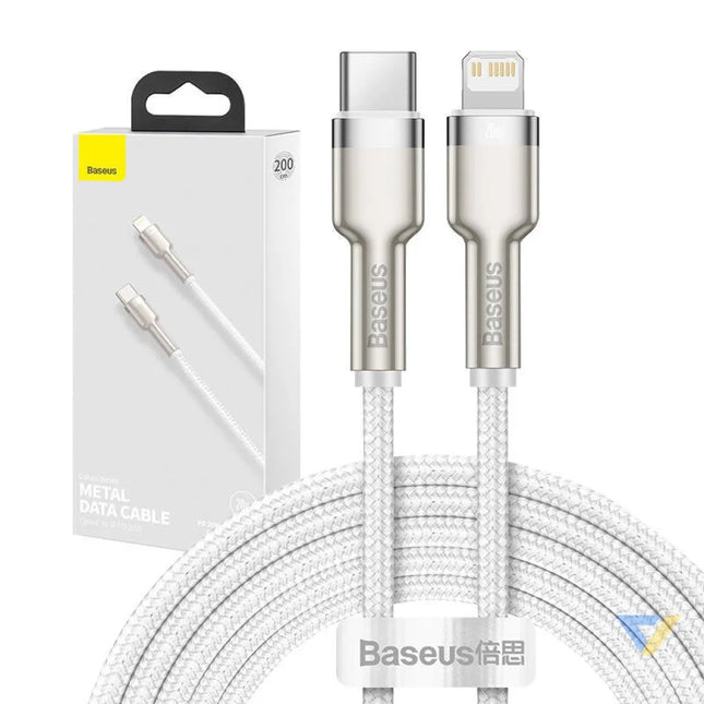 USB C cable for Lightning Baseus Cafule PD 20W 2m (white) USB C to Lightning