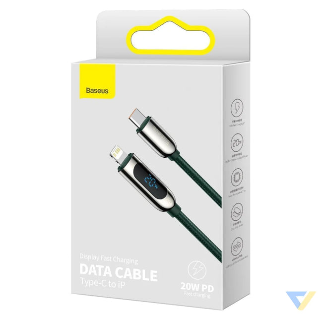 USB C cable for Lightning Baseus Display PD 20W 2m (green) USB C to Lightning