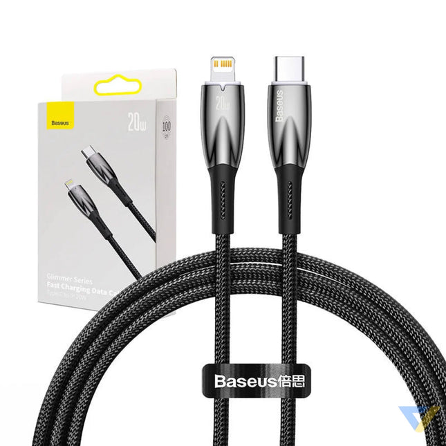 USB C cable for Lightning Baseus Glimmer Series 20W 1m (Black) USB C to Lightning