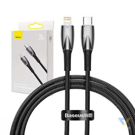 USB C cable for Lightning Baseus Glimmer Series 20W 1m (Black) USB C to Lightning
