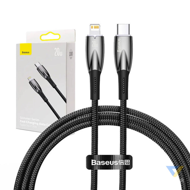 USB C cable for Lightning Baseus Glimmer Series 20W 1m (Black) USB C to Lightning