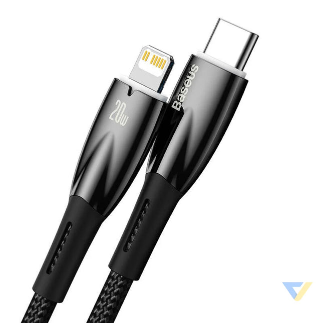 USB C cable for Lightning Baseus Glimmer Series 20W 2m (Black) USB C to Lightning
