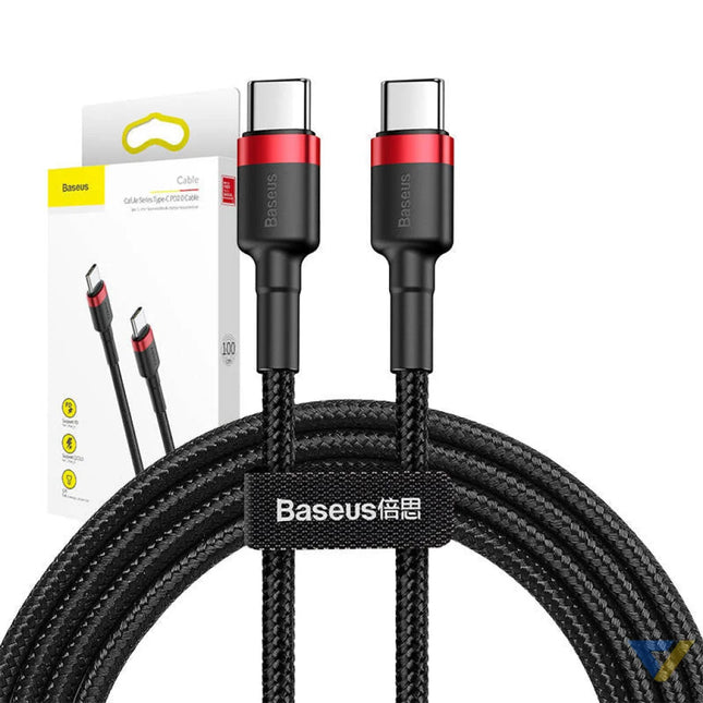 USB C PD Baseus Cable Cafule PD 2.0 QC 3.0 60W 1m (black and red) USB C to USB C