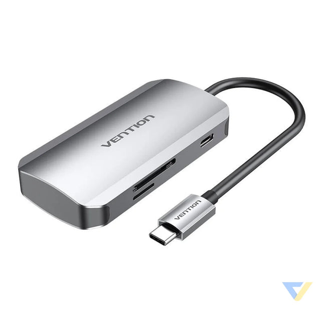 USB C to 3x USB3.0 Docking Station SD TF PD 0.15m Vention TNHHB gray Docking stations
