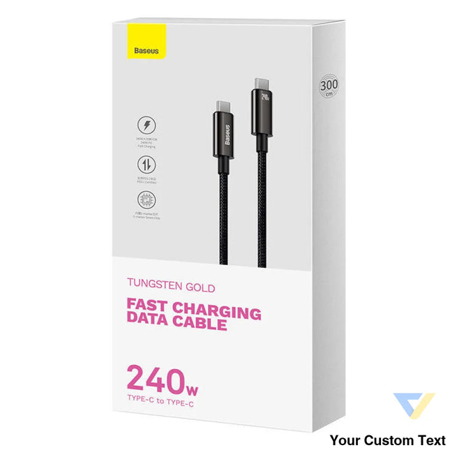 USB C to USB C cable Baseus Tungsten Gold 240W 3m (black) USB C to USB C