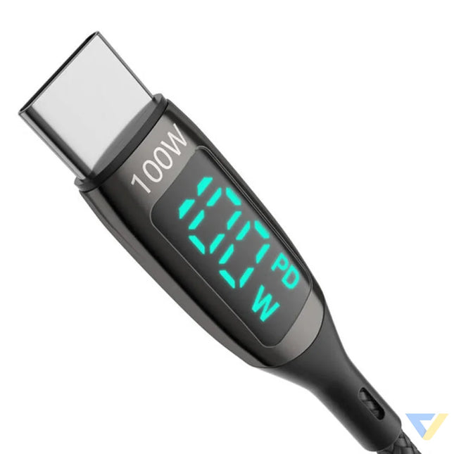 USB C to USB C cable BlitzWolf BW TC23 with display 100W 0.9m (black) USB C to USB C