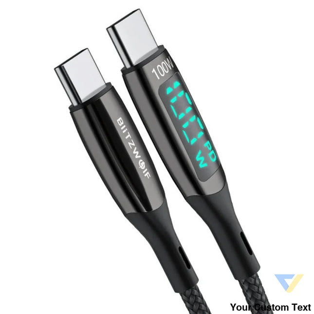 USB C to USB C cable BlitzWolf BW TC23 with display 100W 0.9m (black) USB C to USB C