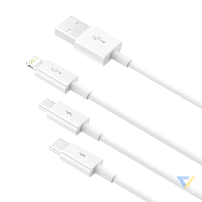 USB cable 3in1 Baseus Superior Series USB to micro USB / USB C / Lightning 3.5A 1.5m (white) Combo Cables