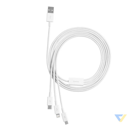 USB cable 3in1 Baseus Superior Series USB to micro USB / USB C / Lightning 3.5A 1.5m (white) Combo Cables